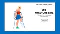 leg fracture woman vector