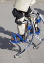 Leg on jumping boots- jolly jumper Royalty Free Stock Photo