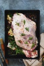 Leg of lamb being prepared for roasting