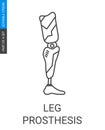 Leg Prosthesis Icon with Flat Outline Style