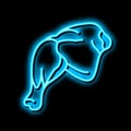 leg quarter chicken neon glow icon illustration