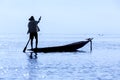 Inle Lake Leg rowing fisherman - Myanmar (Burma) Royalty Free Stock Photo