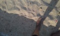 Leg on sand with shadow Royalty Free Stock Photo