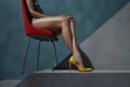 leg woman fashion blue red concept glamour shoe colorful beautiful foot. Generative AI.