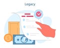 Legacy. A hand finalizes a legacy document, securing financial assets for future