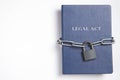 Legal act. Book with lock. A closed book is banned. Chain on the book. Royalty Free Stock Photo