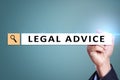 Legal advice ext on virtual screen. Consulting. Attorney at law. lawyer, Business and Finance concept. Royalty Free Stock Photo