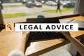 Legal advice ext on virtual screen. Consulting. Attorney at law. lawyer, Business and Finance concept. Royalty Free Stock Photo