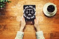 Legal advice service concept with a person holding a tablet Royalty Free Stock Photo