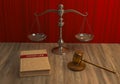 Legal attributes: gavel, scale and law book Royalty Free Stock Photo