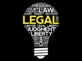 Legal bulb word cloud collage Royalty Free Stock Photo