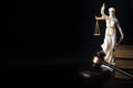 Legal code, enforcement of the law and blind Iustitia concept with statue of the blindfolded lady justice  Dike in Greek and Royalty Free Stock Photo