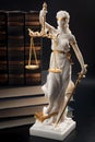Legal code, enforcement of the law and blind Iustitia concept with statue of the blindfolded lady justice  Dike in Greek and Royalty Free Stock Photo