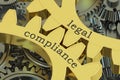 Legal compliance concept on the gearwheels, 3D rendering