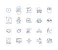 Legal and compliance line icons collection. Regulations, Law, Compliance, Litigation, Risk, Policies, Contracts vector