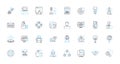 Legal contract linear icons set. Agreement, Covenant, Contractual, Obligation, Signatory, Indemnification, Consideration