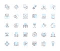 Legal contract linear icons set. Agreement, Covenant, Contractual, Obligation, Signatory, Indemnification, Consideration