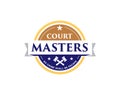 Legal court master emblem logo with hammers and star