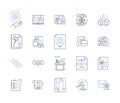 Legal department outline icons collection. Lawyer, Attorney, Litigation, Court, Compliance, Regulation, Contract vector