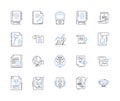 Legal department outline icons collection. Lawyer, Attorney, Litigation, Court, Compliance, Regulation, Contract vector