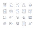 Legal department outline icons collection. Lawyer, Attorney, Litigation, Court, Compliance, Regulation, Contract vector