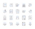 Legal department outline icons collection. Lawyer, Attorney, Litigation, Court, Compliance, Regulation, Contract vector