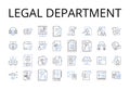 Legal department line icons collection. Marketing team, Research division, Finance department, Human resources, Sales