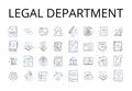 Legal department line icons collection. Marketing team, Research division, Finance department, Human resources, Sales