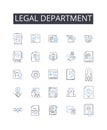 Legal department line icons collection. Mountains, Adventure, Trail, Backpack, Wilderness, Summit, Scenery vector and