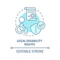 Legal disability rights blue concept icon