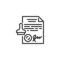 Legal document approval line icon