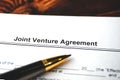 Legal document Joint Venture Agreement on paper close up Royalty Free Stock Photo