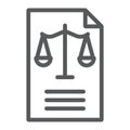 Legal document line icon, law and paper, declaration sign, vector graphics, a linear pattern on a white background.