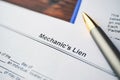 Legal document Mechanic Lien on paper close up Royalty Free Stock Photo