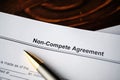 Legal document Non-Compete Agreement on paper close up Royalty Free Stock Photo
