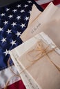 Legal documents arranged on American flag Royalty Free Stock Photo