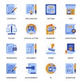 Legal documents icons set in flat style.