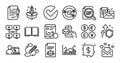 Legal documents, Messenger mail and Video conference line icons set. Vector