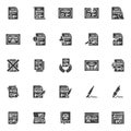 Legal documents vector icons set