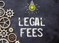 LEGAL FEES. claims calculator glasses top view. text on paper on an envelope Royalty Free Stock Photo