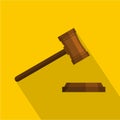 Legal gavel icon, flat style