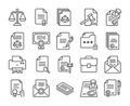 Legal instrument icons. Legal documents forms and contracts line icon set. Editable Stroke. Royalty Free Stock Photo