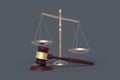 Legal law concept. Scales of justice near gavel on black table Royalty Free Stock Photo