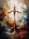 Legal Legacy: Sophisticated Oil Fusion of Justice Symbols & Vintage Aesthetics