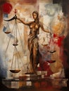 Legal Legacy: Sophisticated Oil Fusion of Justice Symbols & Vintage Aesthetics