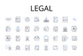 Legal line icons collection. Lawful, Authorized, Legitimate, Valid, Permitted, Allowable, Admissible vector and linear