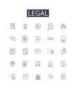 Legal line icons collection. Lawful, Authorized, Legitimate, Valid, Permitted, Allowable, Admissible vector and linear