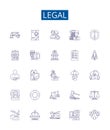 Legal line icons signs set. Design collection of Lawful, Just, Legitimate, Valid, Binding, Allowable, Permissible