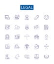 Legal line icons signs set. Design collection of Lawful, Just, Legitimate, Valid, Binding, Allowable, Permissible