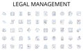 Legal management line icons collection. Collaboration, Trust, Unity, Motivation, Synergy, Camaraderie, Transparency Royalty Free Stock Photo